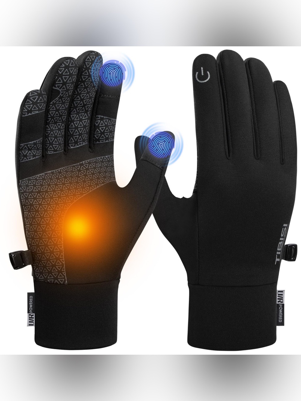 Heated Touchscreen Winter Gloves for Men - Black